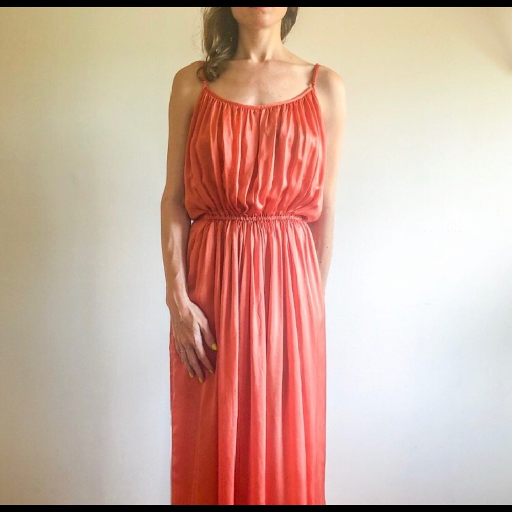 Frye blouson slip dress in Orange Rust
